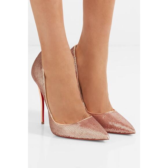 Christian Louboutin So Kate 120 Nude Pink Rose Gold Sirene Sequin Heel Pump 37.5 - Picture 5 of 7